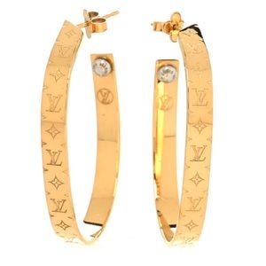 Authentic great condition Louis Vuitton nanogram hoop earrings